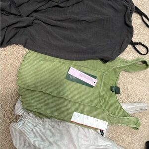 Green Ribbed Tank Top